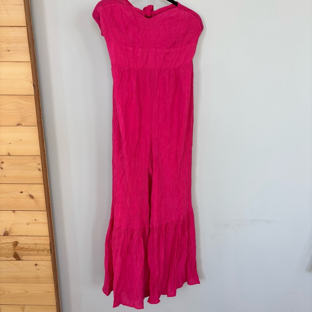 Vici x Caitlyn Bright Pink Strapless Jumpsuit Size L